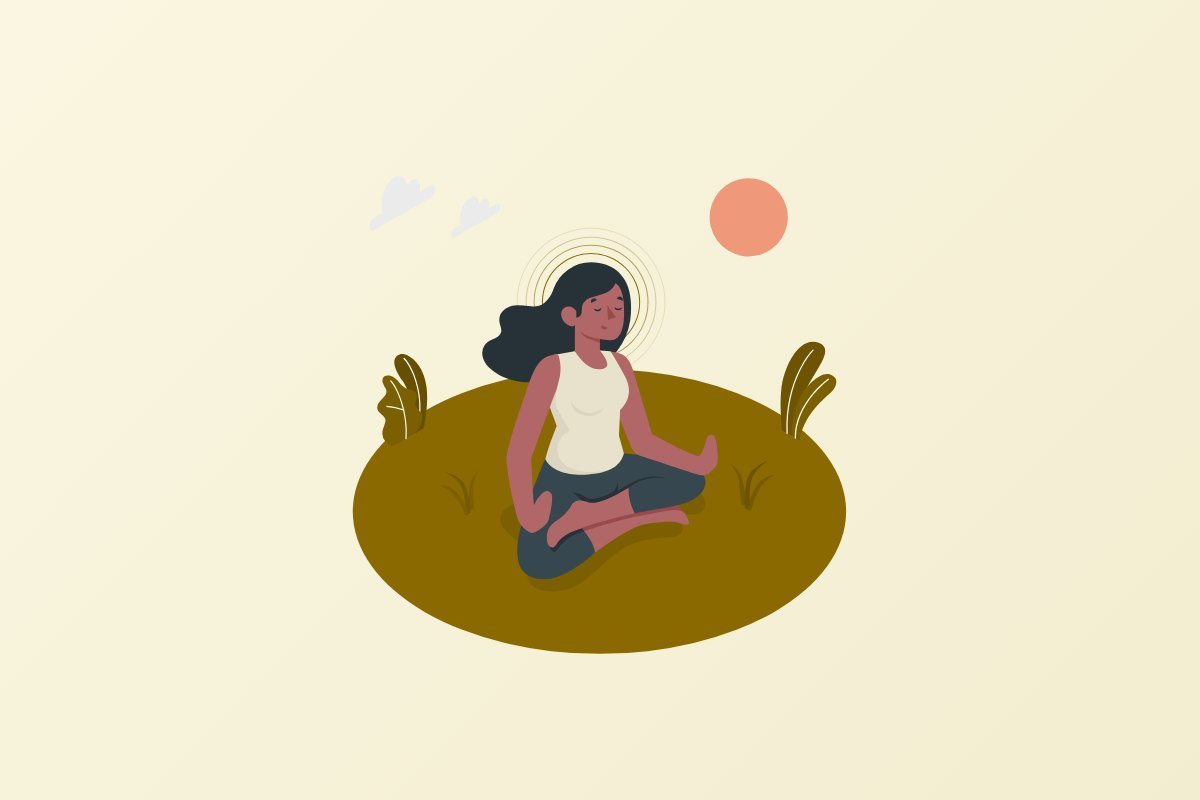 A calm illustration of a woman practising mindfulness