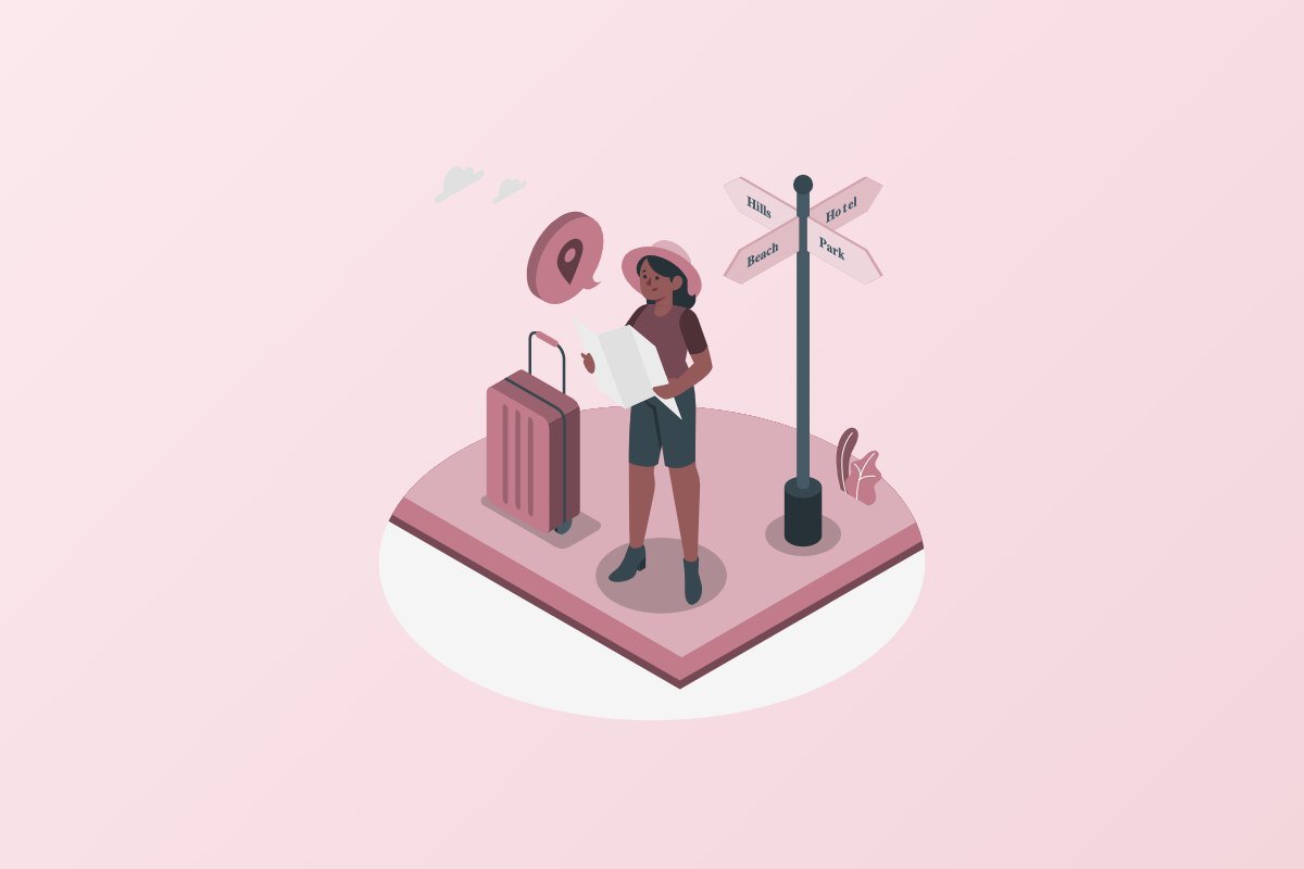 Woman with luggage setting off on a journey