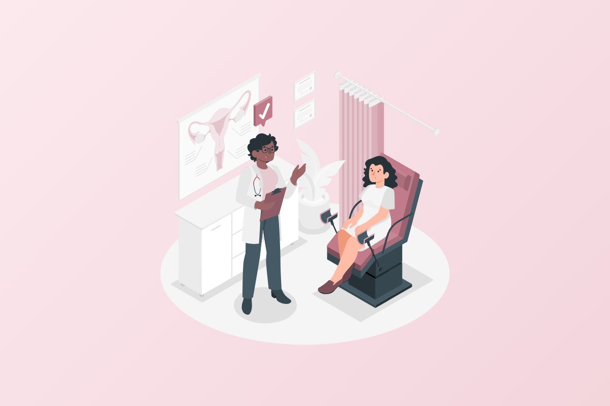 Woman speaking with a doctor at a prenatal consultation